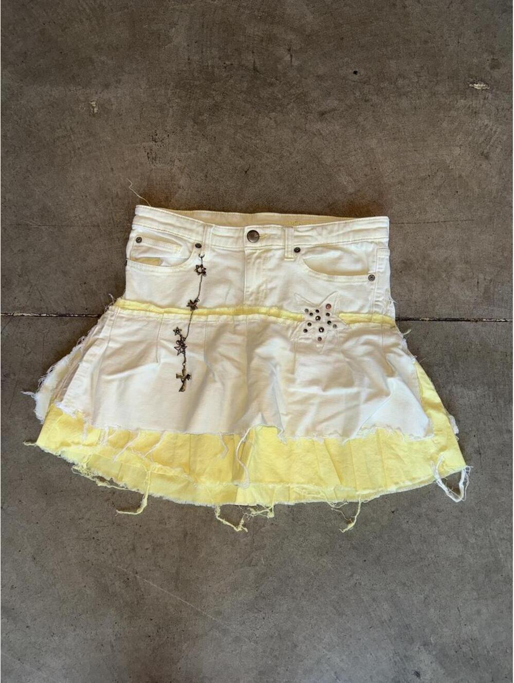 B.B minnoka reworked, layered denim mini skirt